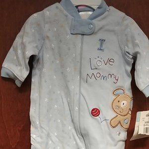 Just Born "I Love Mommy" 0-3 Zip up Sleeper NWT
